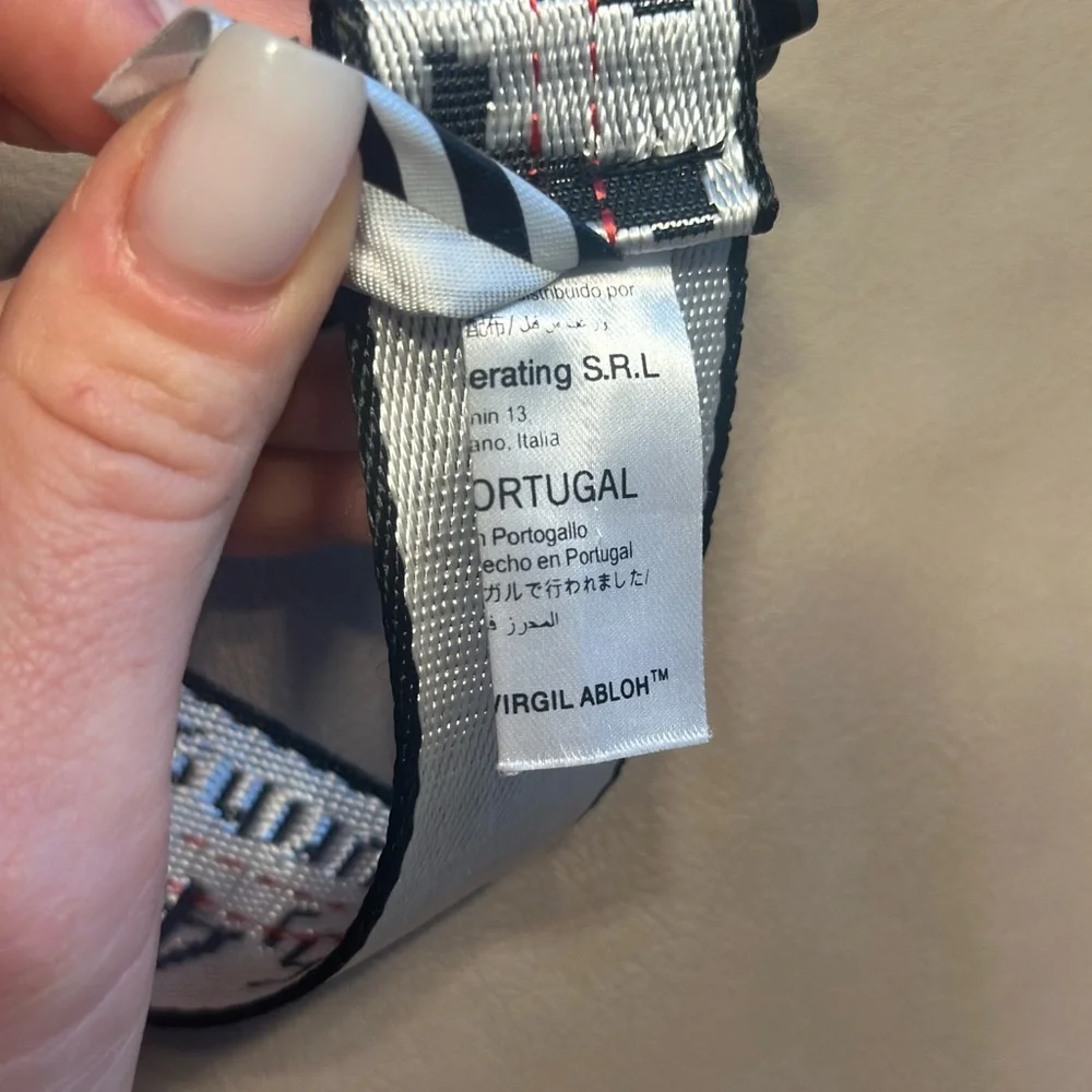 Authentic OFF-WHITE White Industrial Belt Long 200cm Black Hardware Made Italy - Picture 7 of 9